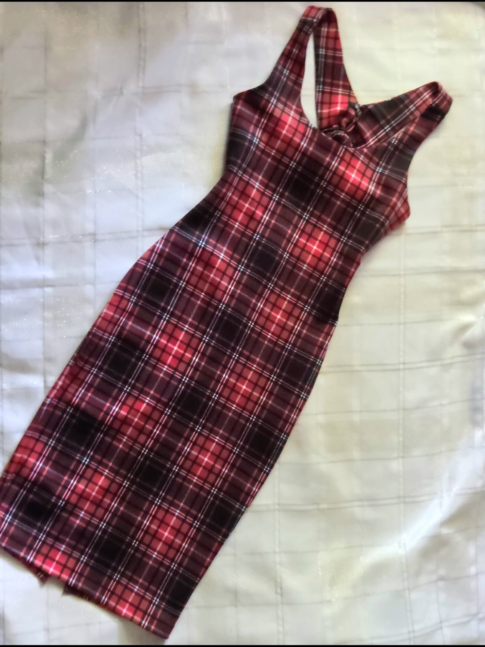 XOXO Red & Black Plaid Bodycon Dress